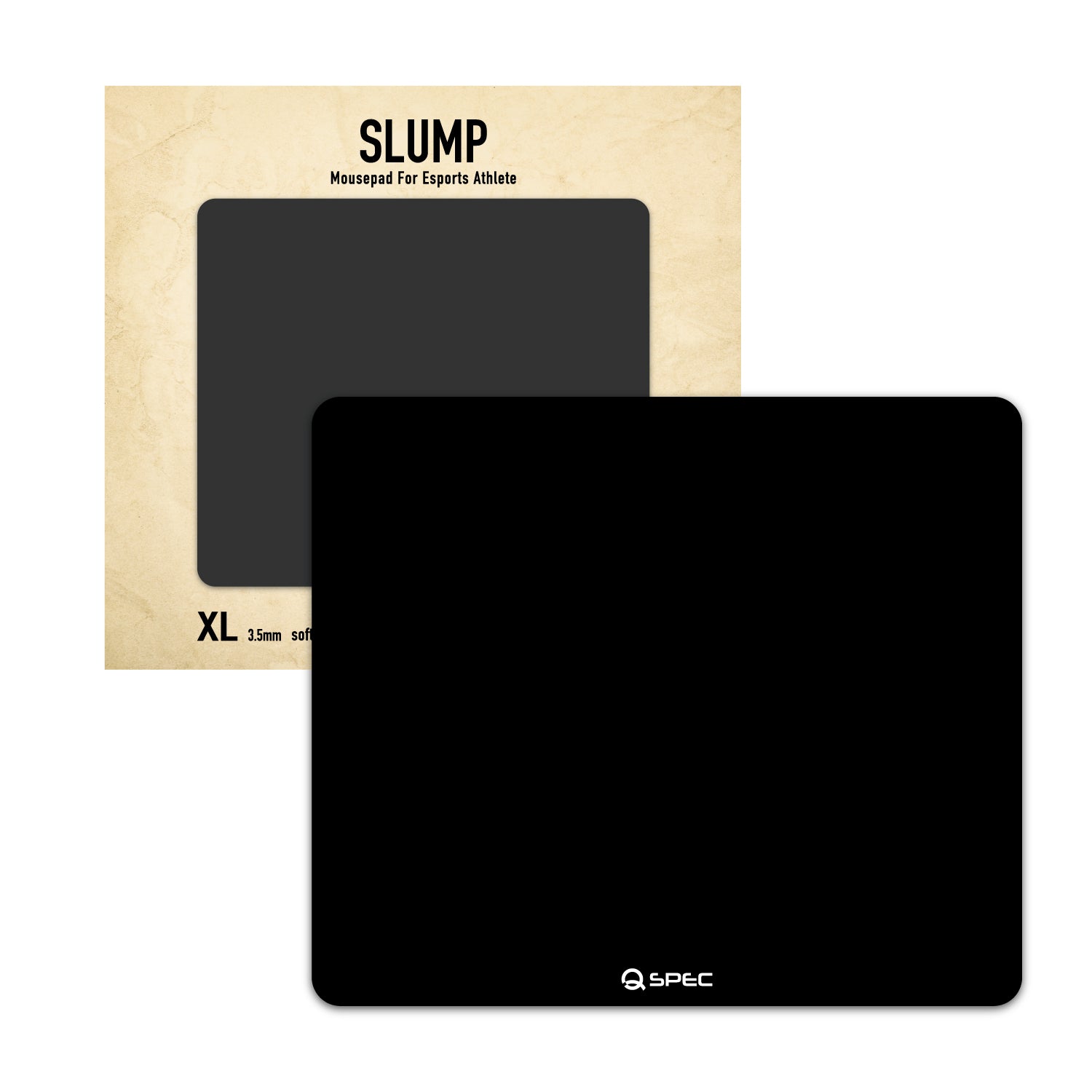 QSPEC SLUMP ゲーミングマウスパッド 490x420x3.5mm 布製 クロス ポリエステル 表面 高機能 ウレタンフォーム 滑り止め加工 100%フルフラット 大型 XLサイズ ブラック